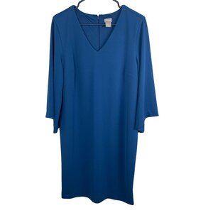 Chicos Womens V-Neck Royal Blue Dress 3/4 Sleeves Size 2 Kimono
